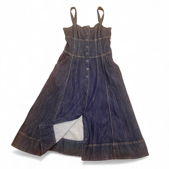 Anthropologie Sqaure Neck Buttondown Corset Dress 6 - Picture 4 of 9